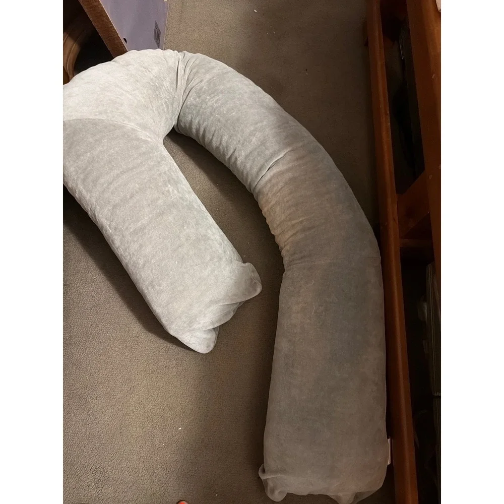 MedCline Therapeutic J-Shaped Body Pillow Grey Plush Orthopedic Side Sleeper
